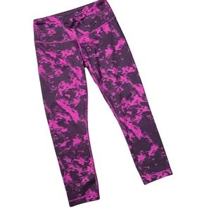 LULULEMON Women's Pink Tie Dye Full On Luon Wunder Under Crop II Leggings SIZE 4